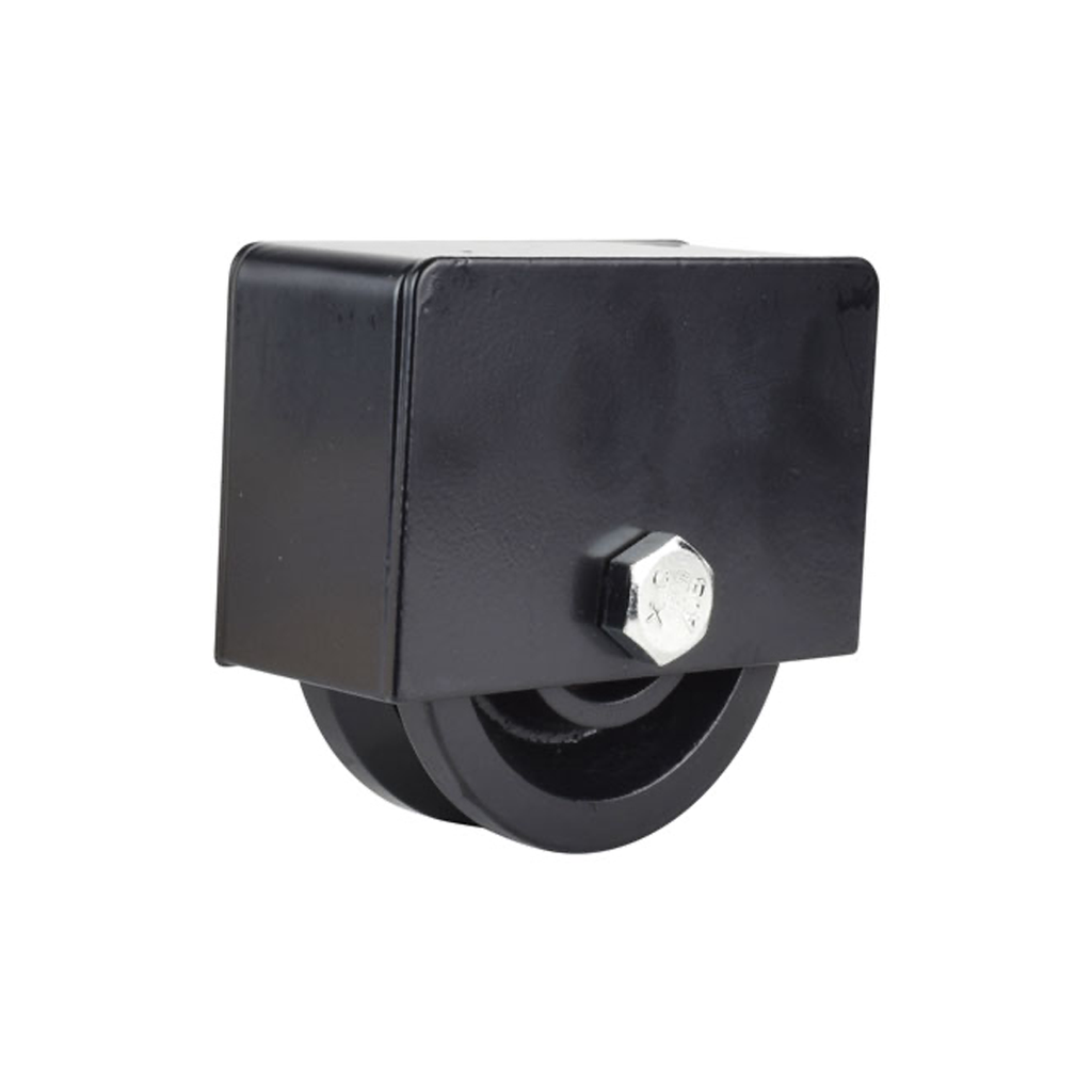 4" Cast Iron V-Groove Pulley Wheel in Box, Powder Coated Black