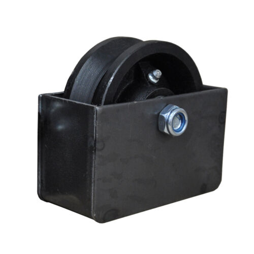 4" Cast Iron V-Groove Pulley Wheel in Box, Powder Coated Black
