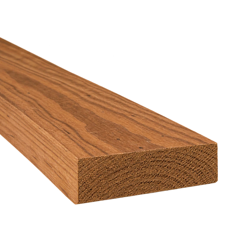 2x6x12 Cedar Lumber Stained Medium Brown